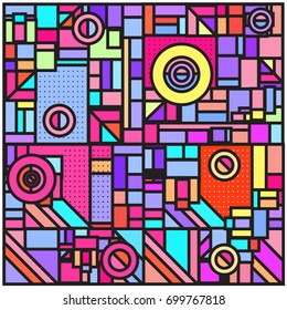 Trendy geometric elements memphis greeting cards design. Retro style texture, pattern and elements. Retro abstract pattern poster and cover design template for summer holiday season.