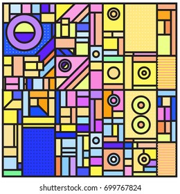 Trendy geometric elements memphis greeting cards design. Retro style texture, pattern and elements. Retro abstract pattern poster and cover design template for summer holiday season.