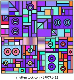 Trendy geometric elements memphis greeting cards design. Retro style texture, pattern and elements. Retro abstract pattern poster and cover design template for summer holiday season.