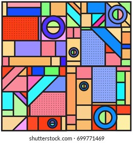 Trendy geometric elements memphis greeting cards design. Retro style texture, pattern and elements. Retro abstract pattern poster and cover design template for summer holiday season.