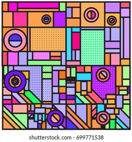 Trendy geometric elements memphis greeting cards design. Retro style texture, pattern and elements. Retro abstract pattern poster and cover design template for summer holiday season.