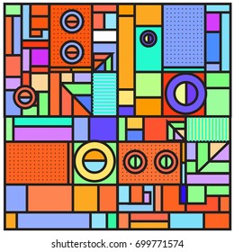 Trendy geometric elements memphis greeting cards design. Retro style texture, pattern and elements. Retro abstract pattern poster and cover design template for summer holiday season.