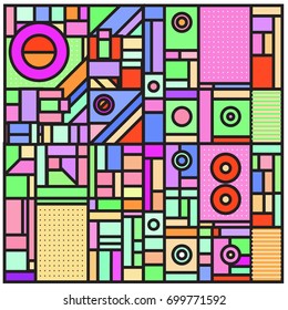 Trendy geometric elements memphis greeting cards design. Retro style texture, pattern and elements. Retro abstract pattern poster and cover design template for summer holiday season.
