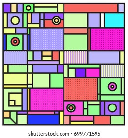 Trendy geometric elements memphis greeting cards design. Retro style texture, pattern and elements. Retro abstract pattern poster and cover design template for summer holiday season.