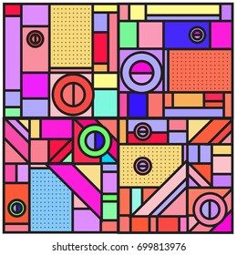 Trendy geometric elements memphis greeting cards design. Retro style texture, pattern and elements. Retro abstract pattern poster and cover design template for summer holiday season.