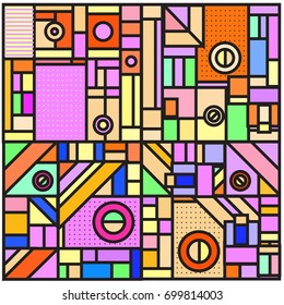 Trendy geometric elements memphis greeting cards design. Retro style texture, pattern and elements. Retro abstract pattern poster and cover design template for summer holiday season.