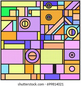 Trendy geometric elements memphis greeting cards design. Retro style texture, pattern and elements. Retro abstract pattern poster and cover design template for summer holiday season.