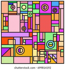 Trendy geometric elements memphis greeting cards design. Retro style texture, pattern and elements. Retro abstract pattern poster and cover design template for summer holiday season.