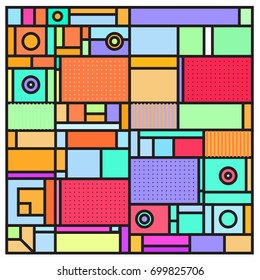 Trendy geometric elements memphis greeting cards design. Retro style texture, pattern and elements. Retro abstract pattern poster and cover design template for summer holiday season.