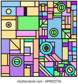 Trendy geometric elements memphis greeting cards design. Retro style texture, pattern and elements. Retro abstract pattern poster and cover design template for summer holiday season.