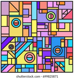 Trendy geometric elements memphis greeting cards design. Retro style texture, pattern and elements. Retro abstract pattern poster and cover design template for summer holiday season.