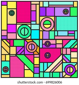 Trendy geometric elements memphis greeting cards design. Retro style texture, pattern and elements. Retro abstract pattern poster and cover design template for summer holiday season.
