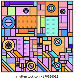 Trendy geometric elements memphis greeting cards design. Retro style texture, pattern and elements. Retro abstract pattern poster and cover design template for summer holiday season.