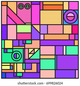 Trendy geometric elements memphis greeting cards design. Retro style texture, pattern and elements. Retro abstract pattern poster and cover design template for summer holiday season.