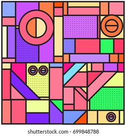 Trendy geometric elements memphis greeting cards design. Retro style texture, pattern and elements. Retro abstract pattern poster and cover design template for summer holiday season.