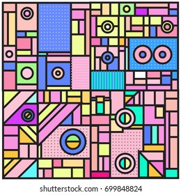 Trendy geometric elements memphis greeting cards design. Retro style texture, pattern and elements. Retro abstract pattern poster and cover design template for summer holiday season.