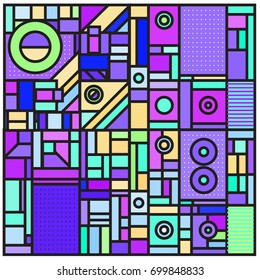 Trendy geometric elements memphis greeting cards design. Retro style texture, pattern and elements. Retro abstract pattern poster and cover design template for summer holiday season.