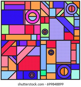 Trendy geometric elements memphis greeting cards design. Retro style texture, pattern and elements. Retro abstract pattern poster and cover design template for summer holiday season.