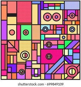 Trendy geometric elements memphis greeting cards design. Retro style texture, pattern and elements. Retro abstract pattern poster and cover design template for summer holiday season.