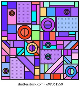 Trendy geometric elements memphis greeting cards design. Retro style texture, pattern and elements. Retro abstract pattern poster and cover design template for summer holiday season.