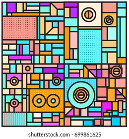 Trendy geometric elements memphis greeting cards design. Retro style texture, pattern and elements. Retro abstract pattern poster and cover design template for summer holiday season.