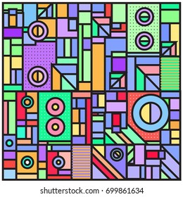 Trendy geometric elements memphis greeting cards design. Retro style texture, pattern and elements. Retro abstract pattern poster and cover design template for summer holiday season.