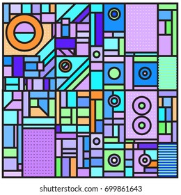 Trendy geometric elements memphis greeting cards design. Retro style texture, pattern and elements. Retro abstract pattern poster and cover design template for summer holiday season.