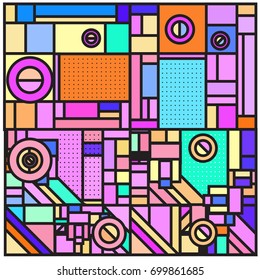 Trendy geometric elements memphis greeting cards design. Retro style texture, pattern and elements. Retro abstract pattern poster and cover design template for summer holiday season.
