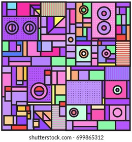 Trendy geometric elements memphis greeting cards design. Retro style texture, pattern and elements. Retro abstract pattern poster and cover design template for summer holiday season.