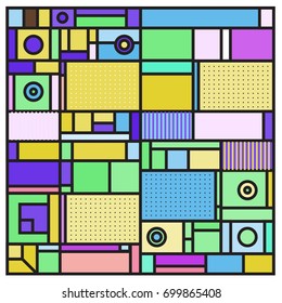 Trendy geometric elements memphis greeting cards design. Retro style texture, pattern and elements. Retro abstract pattern poster and cover design template for summer holiday season.
