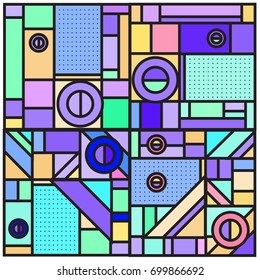 Trendy geometric elements memphis greeting cards design. Retro style texture, pattern and elements. Retro abstract pattern poster and cover design template for summer holiday season.