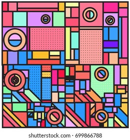 Trendy geometric elements memphis greeting cards design. Retro style texture, pattern and elements. Retro abstract pattern poster and cover design template for summer holiday season.