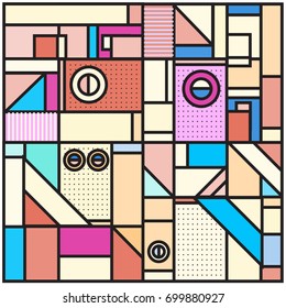 Trendy geometric elements memphis greeting cards design. Retro style texture, pattern and elements. Retro abstract pattern poster and cover design template for summer holiday season.