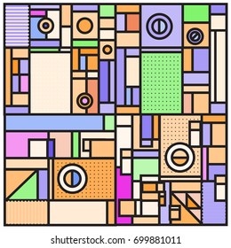 Trendy geometric elements memphis greeting cards design. Retro style texture, pattern and elements. Retro abstract pattern poster and cover design template for summer holiday season.