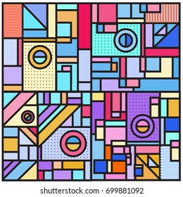 Trendy geometric elements memphis greeting cards design. Retro style texture, pattern and elements. Retro abstract pattern poster and cover design template for summer holiday season.