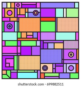 Trendy geometric elements memphis greeting cards design. Retro style texture, pattern and elements. Retro abstract pattern poster and cover design template for summer holiday season