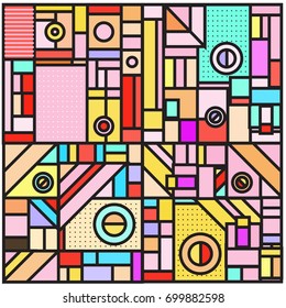 Trendy geometric elements memphis greeting cards design. Retro style texture, pattern and elements. Retro abstract pattern poster and cover design template for summer holiday season