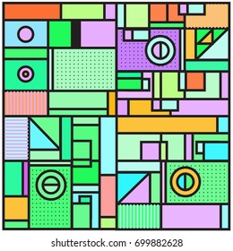 Trendy geometric elements memphis greeting cards design. Retro style texture, pattern and elements. Retro abstract pattern poster and cover design template for summer holiday season