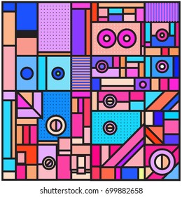 Trendy geometric elements memphis greeting cards design. Retro style texture, pattern and elements. Retro abstract pattern poster and cover design template for summer holiday season