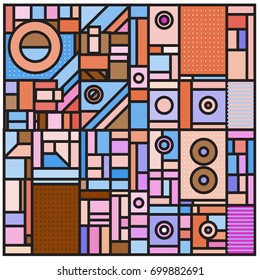 Trendy geometric elements memphis greeting cards design. Retro style texture, pattern and elements. Retro abstract pattern poster and cover design template for summer holiday season