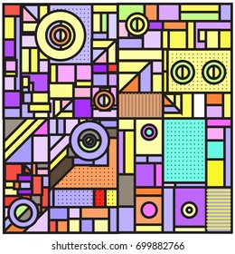 Trendy geometric elements memphis greeting cards design. Retro style texture, pattern and elements. Retro abstract pattern poster and cover design template for summer holiday season