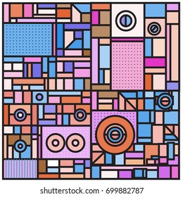 Trendy geometric elements memphis greeting cards design. Retro style texture, pattern and elements. Retro abstract pattern poster and cover design template for summer holiday season