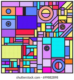 Trendy geometric elements memphis greeting cards design. Retro style texture, pattern and elements. Retro abstract pattern poster and cover design template for summer holiday season