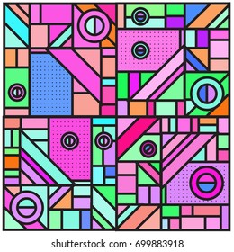 Trendy geometric elements memphis greeting cards design. Retro style texture, pattern and elements. Retro abstract pattern poster and cover design template for summer holiday season