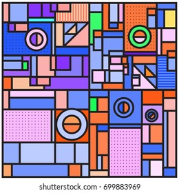 Trendy geometric elements memphis greeting cards design. Retro style texture, pattern and elements. Retro abstract pattern poster and cover design template for summer holiday season