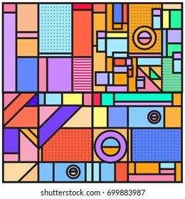 Trendy geometric elements memphis greeting cards design. Retro style texture, pattern and elements. Retro abstract pattern poster and cover design template for summer holiday season