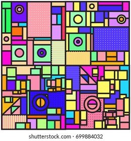 Trendy geometric elements memphis greeting cards design. Retro style texture, pattern and elements. Retro abstract pattern poster and cover design template for summer holiday season