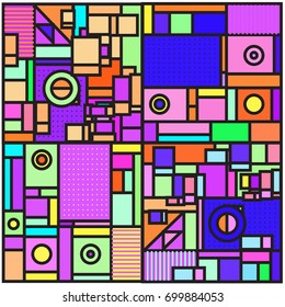Trendy geometric elements memphis greeting cards design. Retro style texture, pattern and elements. Retro abstract pattern poster and cover design template for summer holiday season