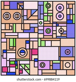 Trendy geometric elements memphis greeting cards design. Retro style texture, pattern and elements. Retro abstract pattern poster and cover design template for summer holiday season