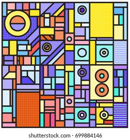 Trendy geometric elements memphis greeting cards design. Retro style texture, pattern and elements. Retro abstract pattern poster and cover design template for summer holiday season